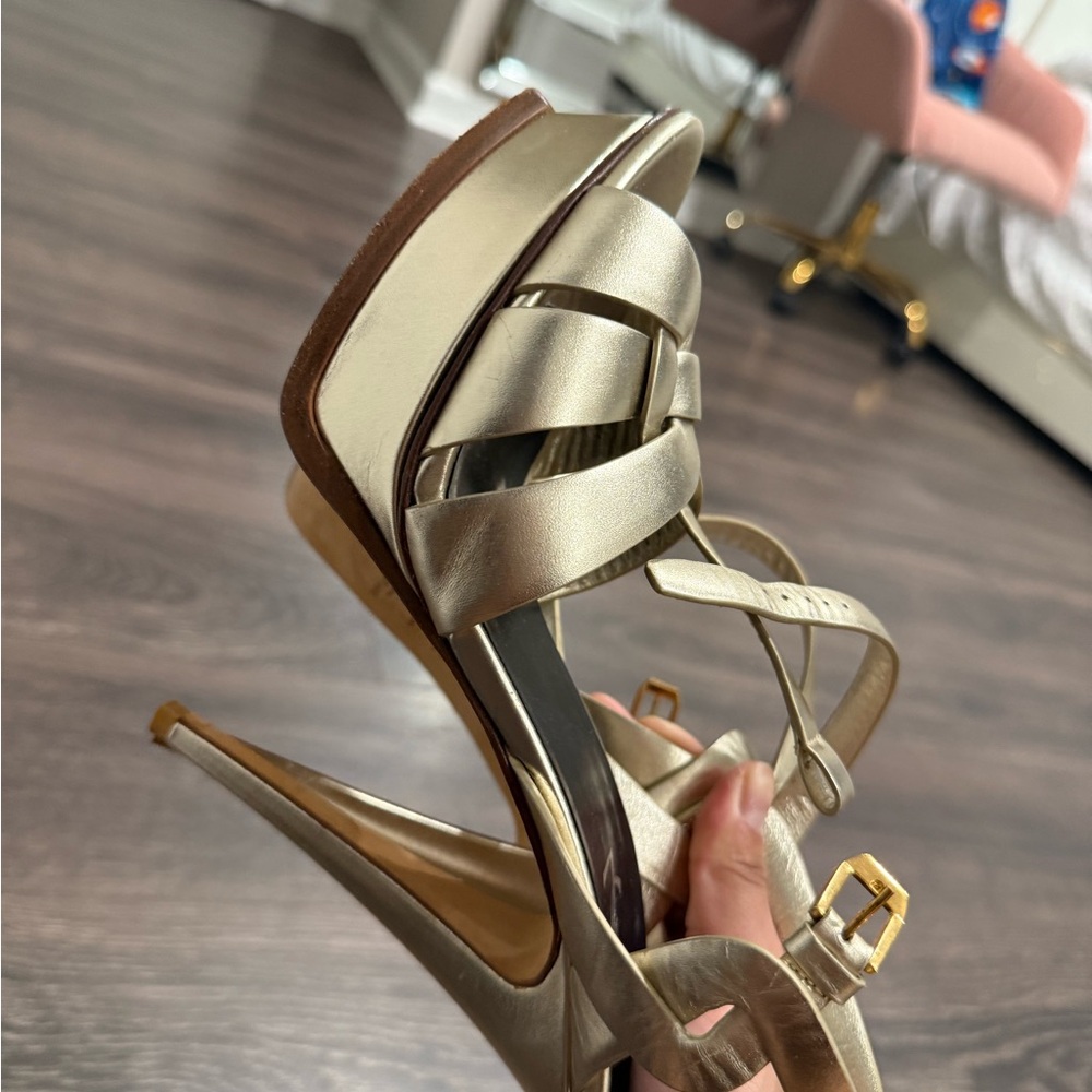 Yves Saint Laurent Metallic Gold Heels - Picture 5 of 6